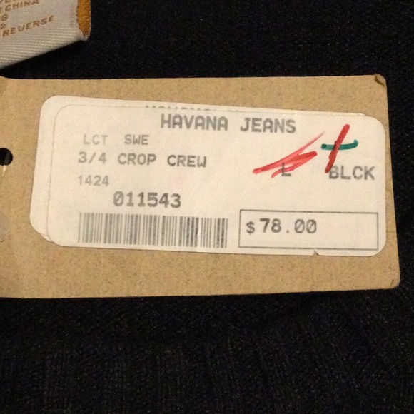Havana Jeans Cropped Black Sweater Juniors L - Picture 6 of 6
